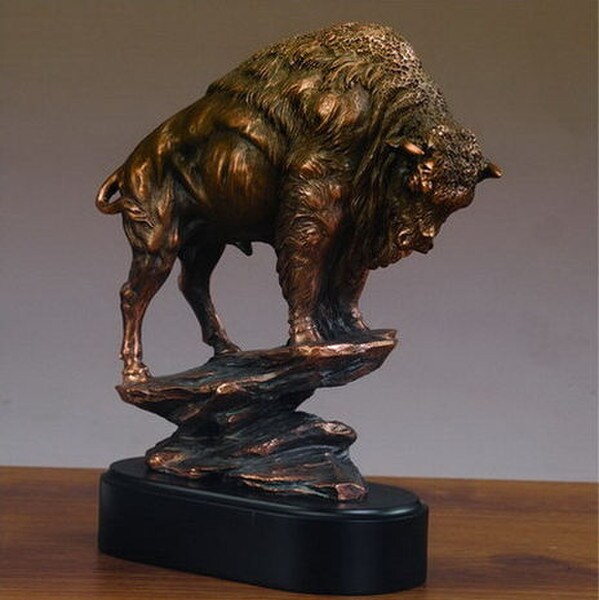 Buffalo Figurine Statue tribute Native American Bison Animal Art